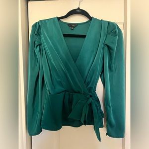 Emerald Green Satin Blouse